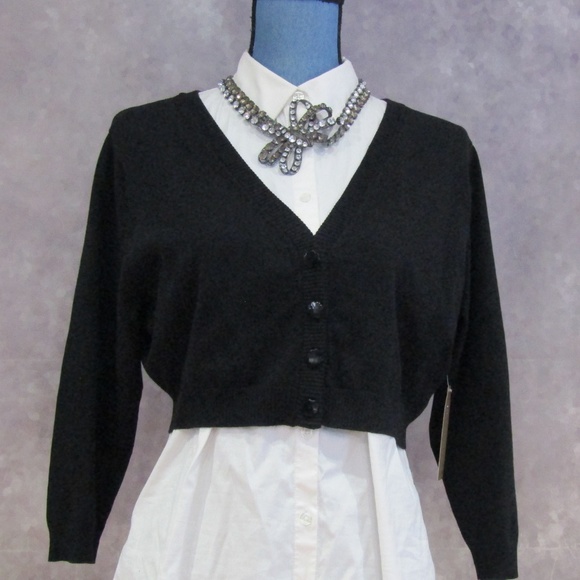 NEW i.e. Black Silk Blend Cardigan Size L - Picture 2 of 5